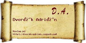 Dvorák Adrián névjegykártya