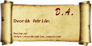 Dvorák Adrián névjegykártya